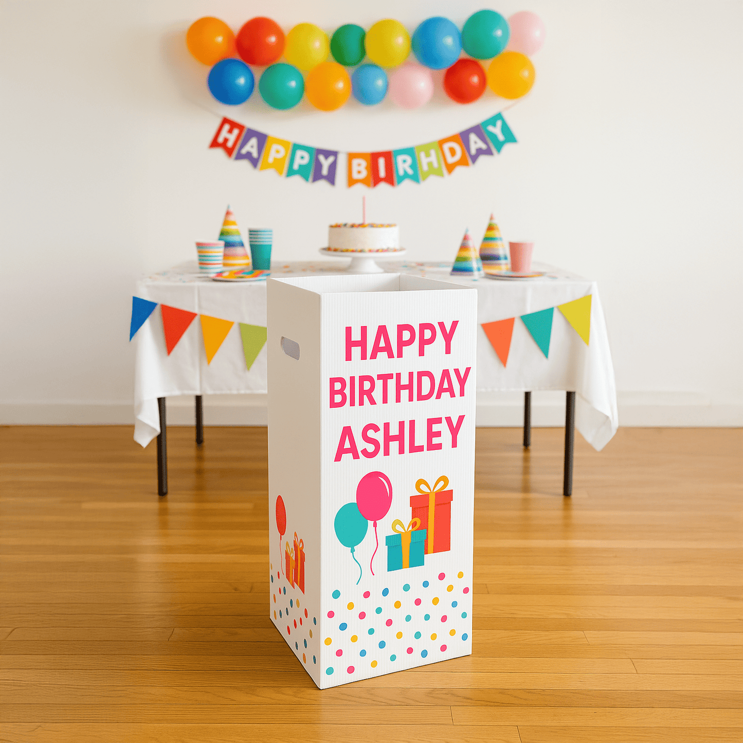 36.5 Gallons - Custom Full Wrap Print - Disposable Corrugated Plastic Trash Cans