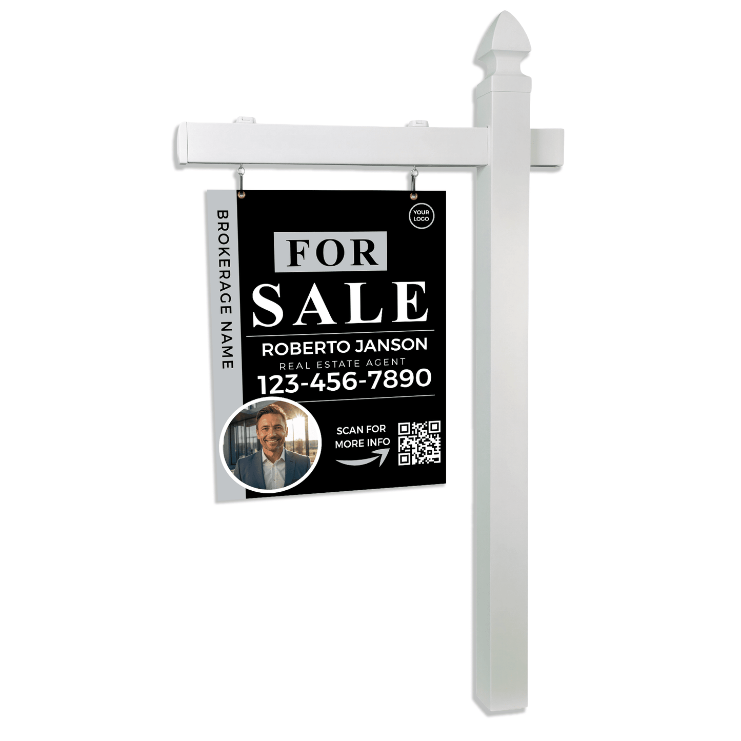 5ft Professional Real Estate Vinyl L - Frame Post 36" W, with Sliding Clips