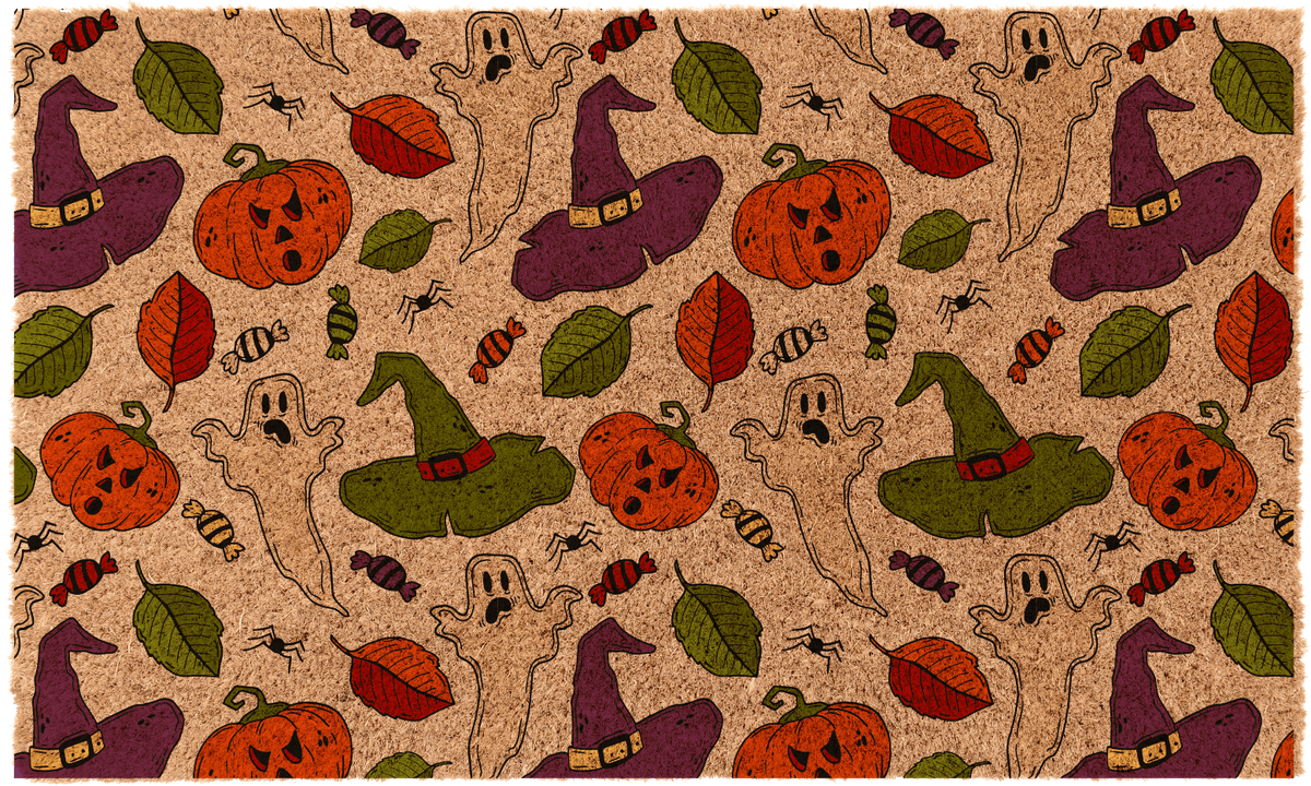 Halloween Pattern Witch Doormat - Coir Fiber