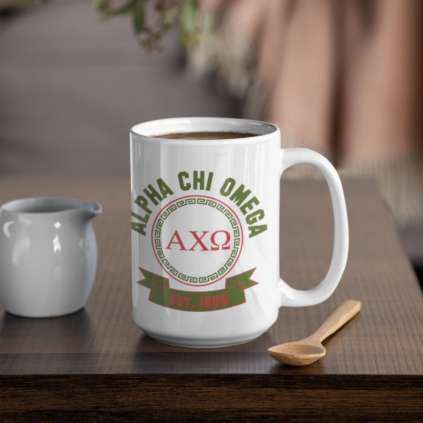 Alpha Chi Omega 15oz Coffee Mug – Double - Sided AXO Sorority Ceramic Cup – Dishwasher Safe