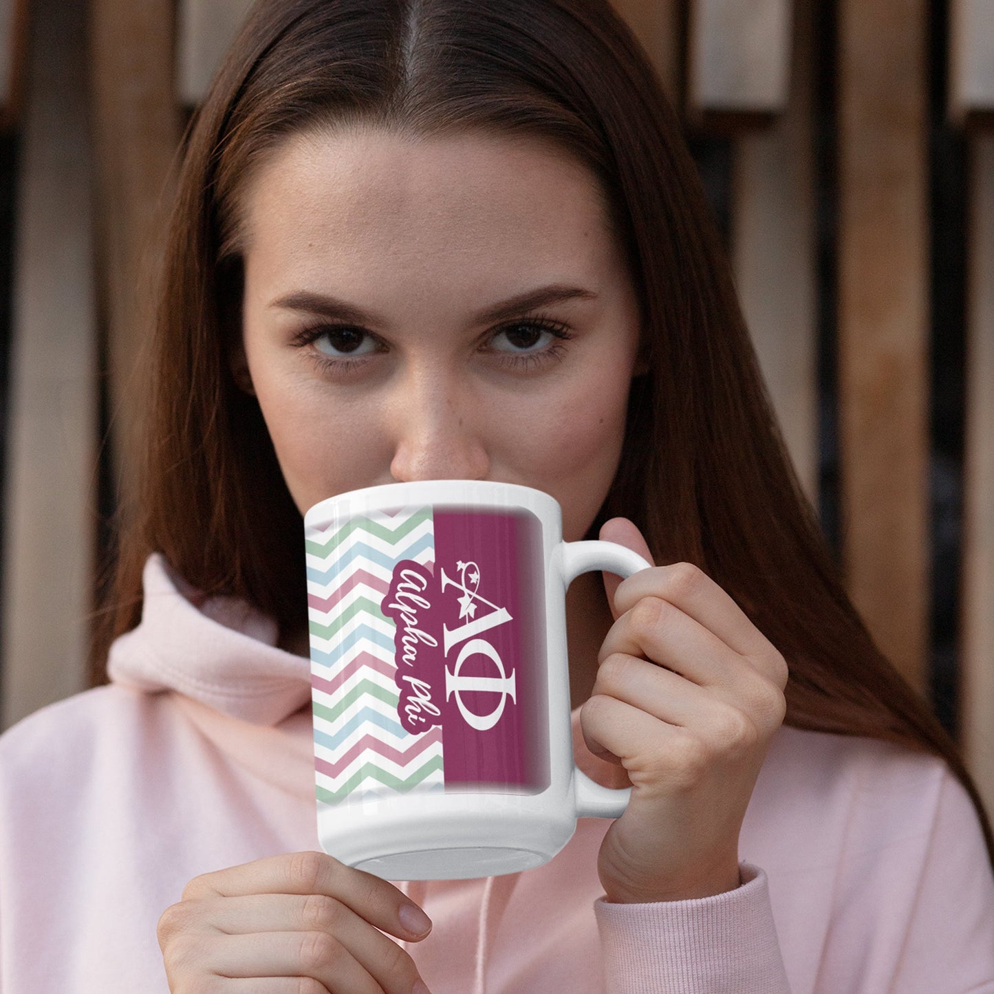 Alpha Phi Coffee Mug, 15oz Chevron