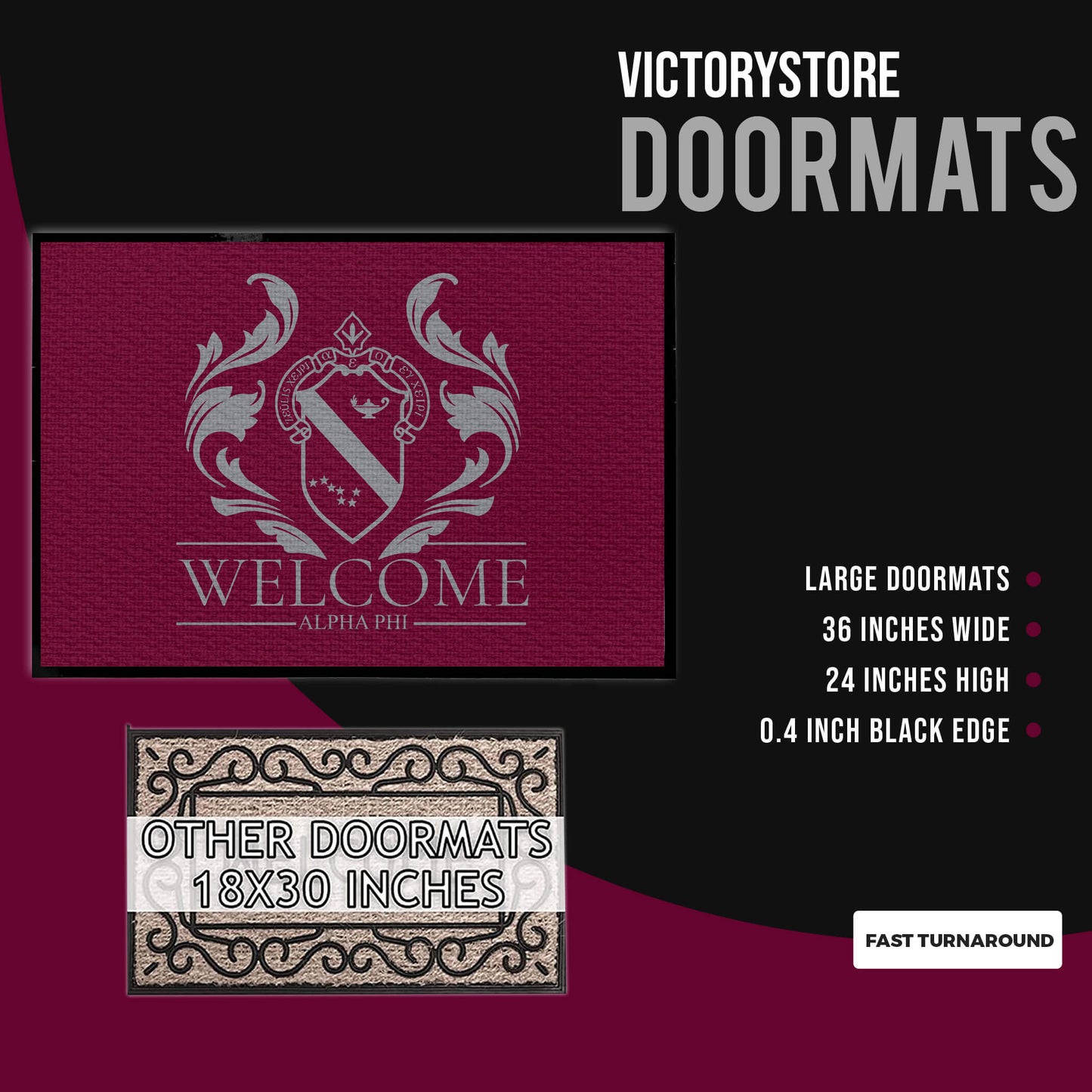 Alpha Phi Crest Logo Doormat