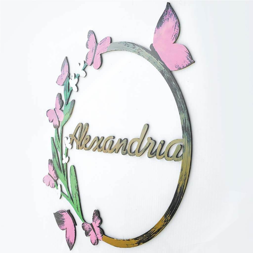 Butterfly Hand Painted Wall Decor with Custom Name