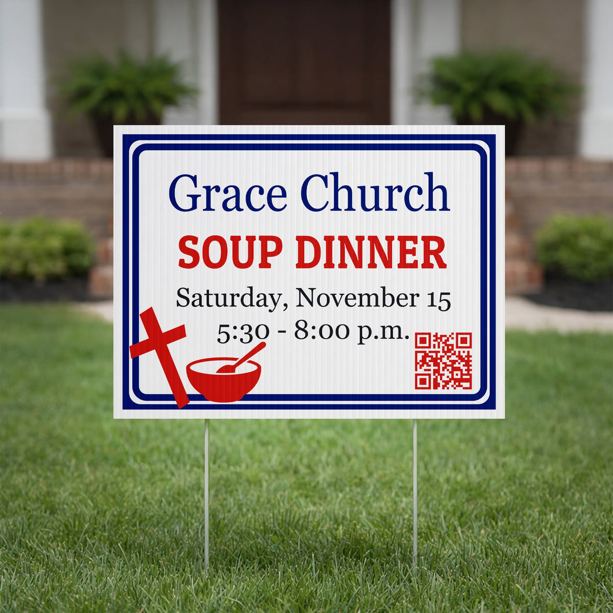 Custom Church Soup Dinner Yard Sign – 18 x 24 Inches