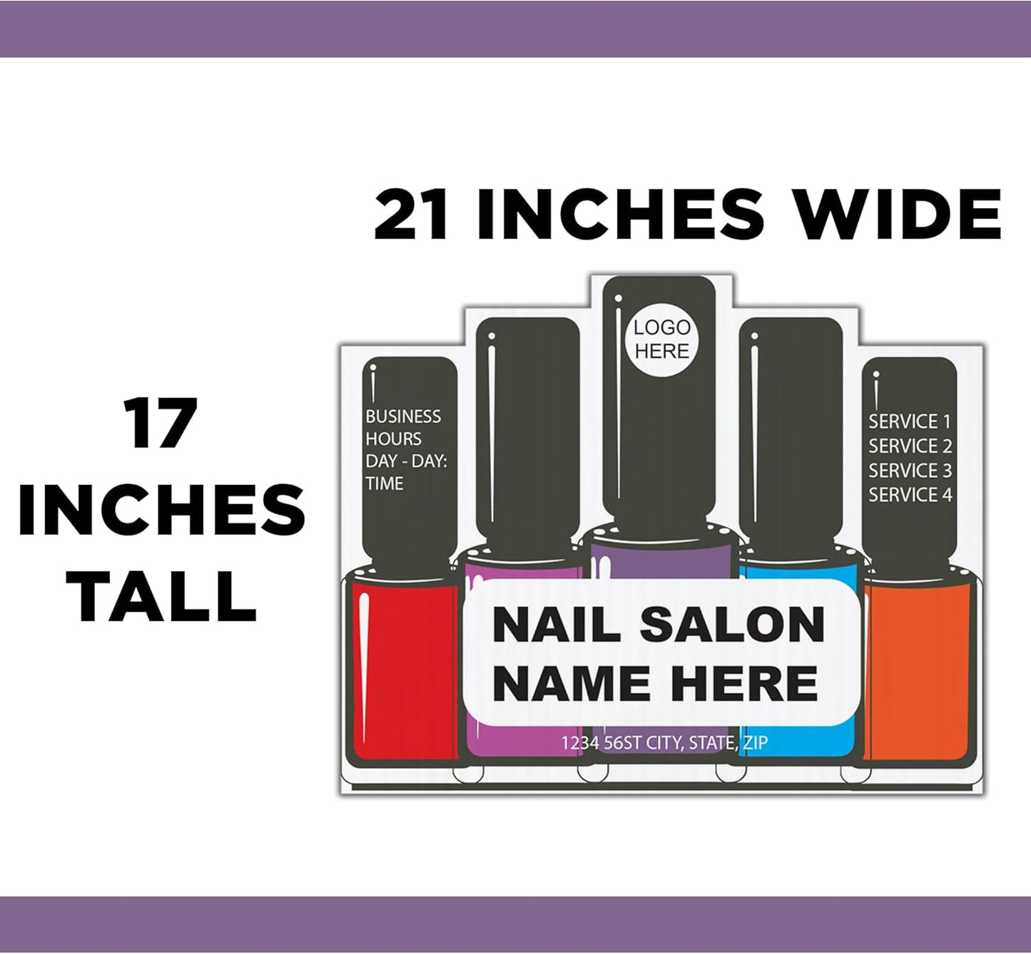 Custom Nail Salon Yard Signs | 10 - Pack | 20 EZ Stakes Included