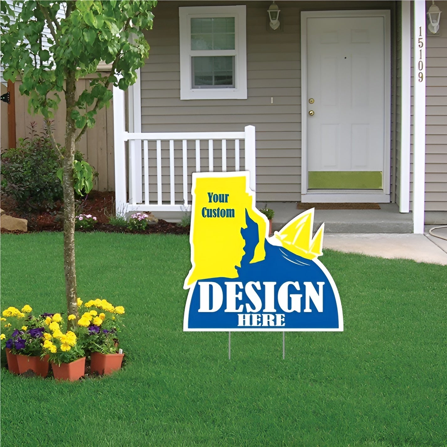 Custom - Rhode Island - State Shaped Yard Sign