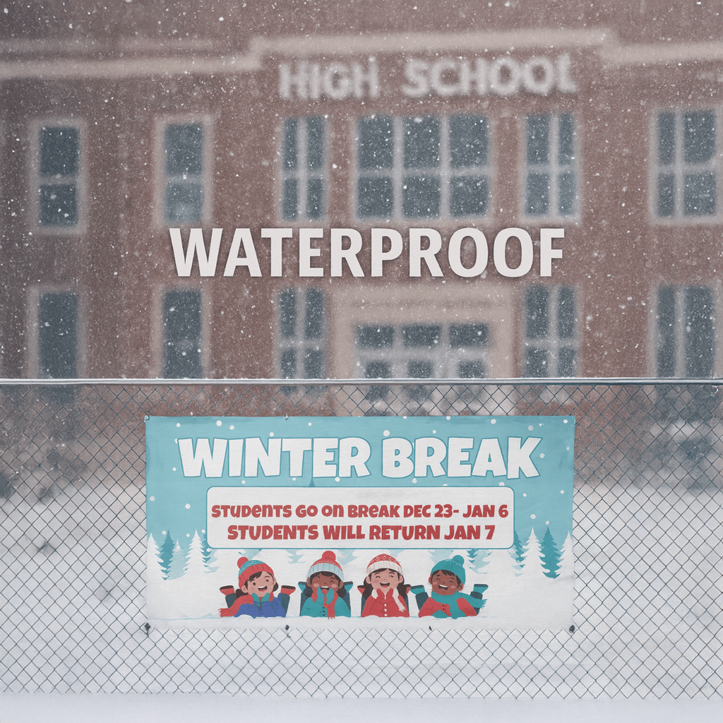 Custom Winter Break Banner for Schools - Waterproof Vinyl Banner with Grommets