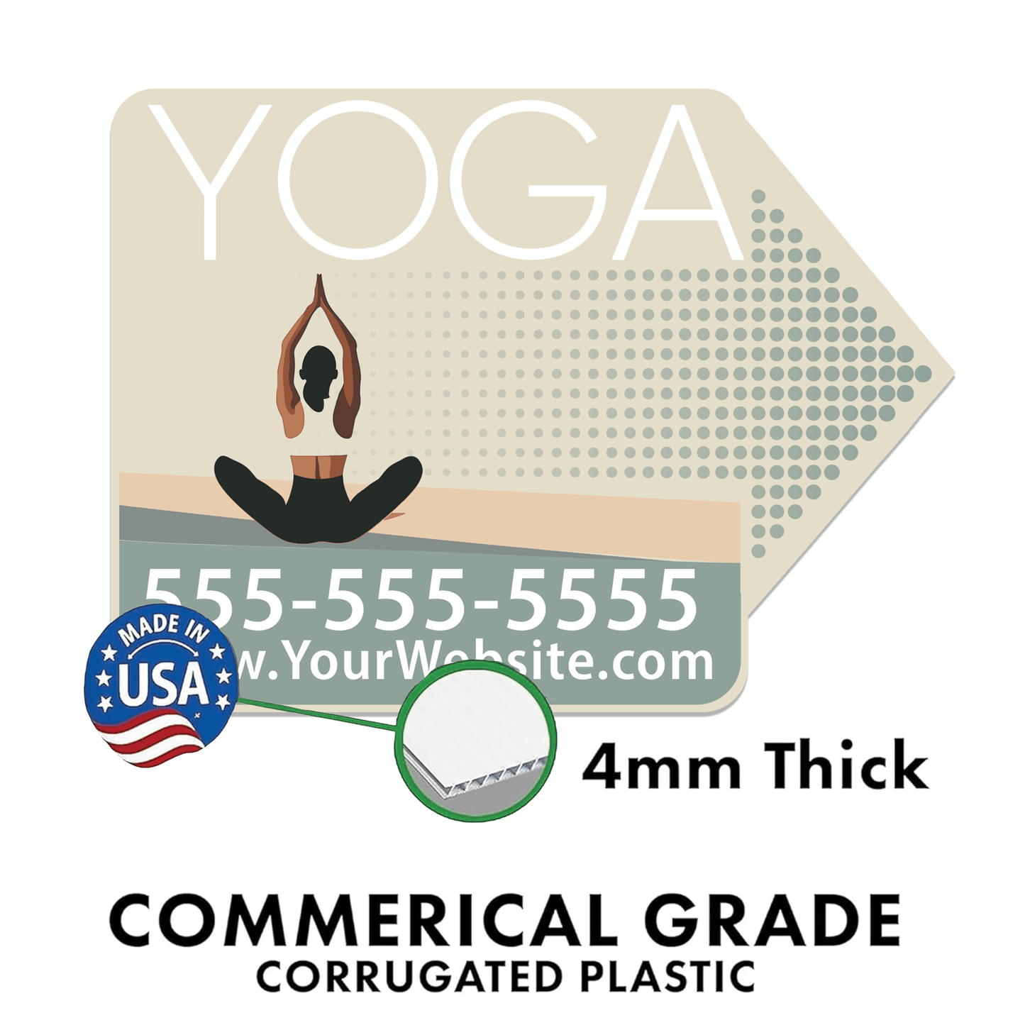 Custom Yoga Directional Yard Signs – 23"x17" | 10 - Pack | 20 EZ Stakes Included