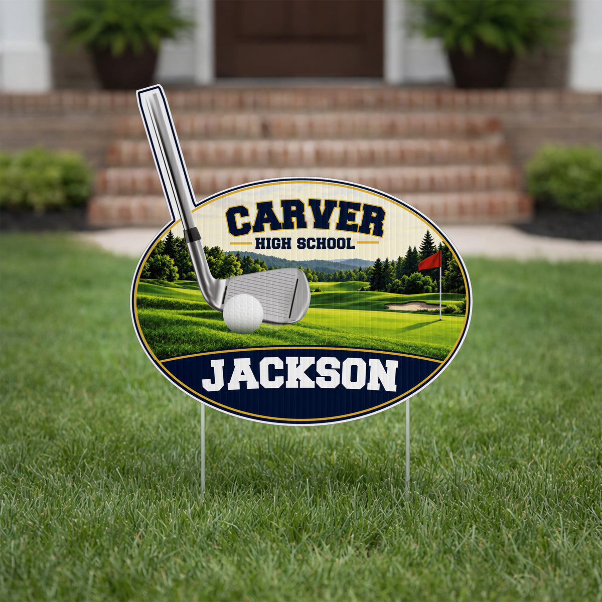22x22" Custom Golf Yard Sign, Stick with Oval