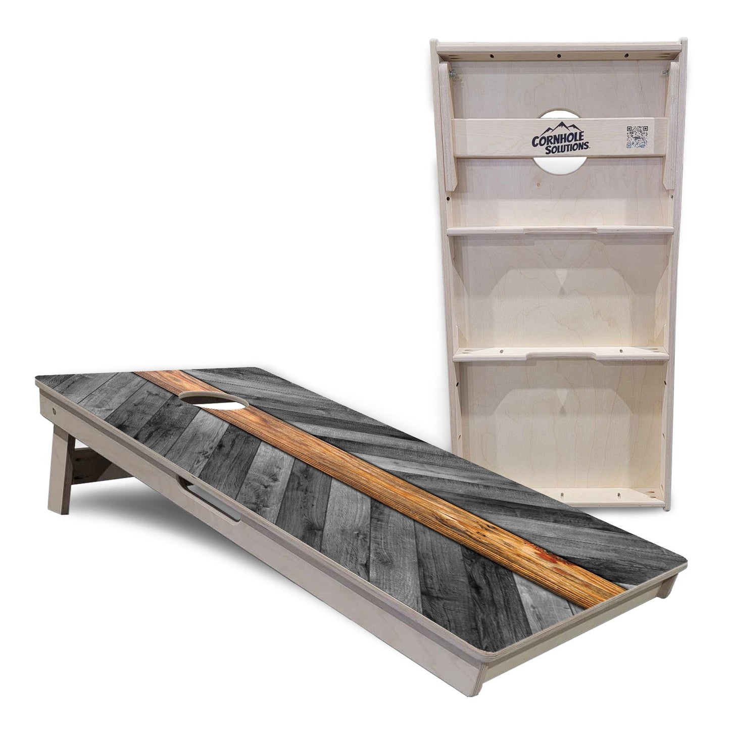 Grey Herringbone Cornhole Boards - Professional Tournament Series