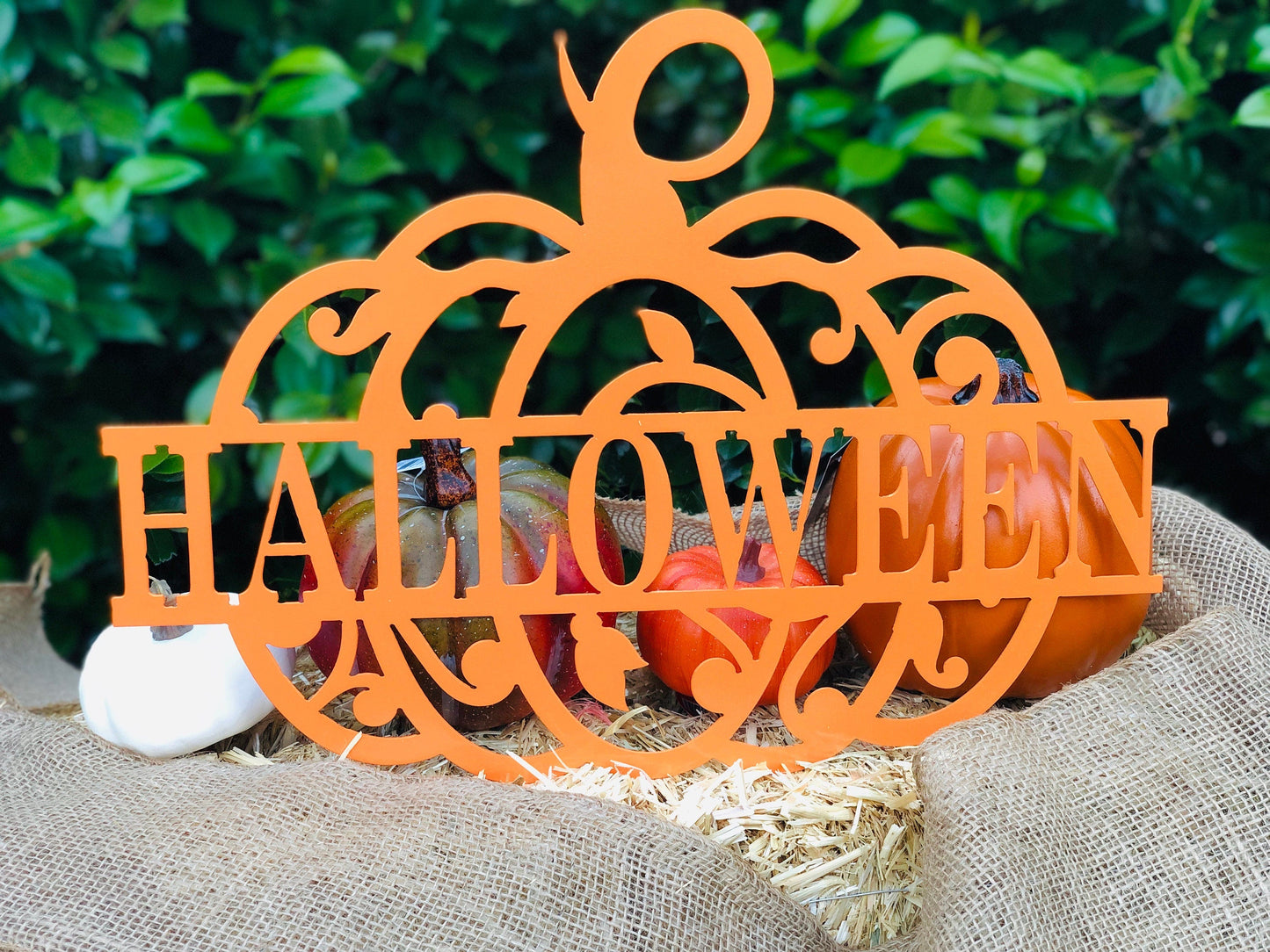 Halloween Pumpkin Metal Door Hanger | Fall Seasonal Entry Decor