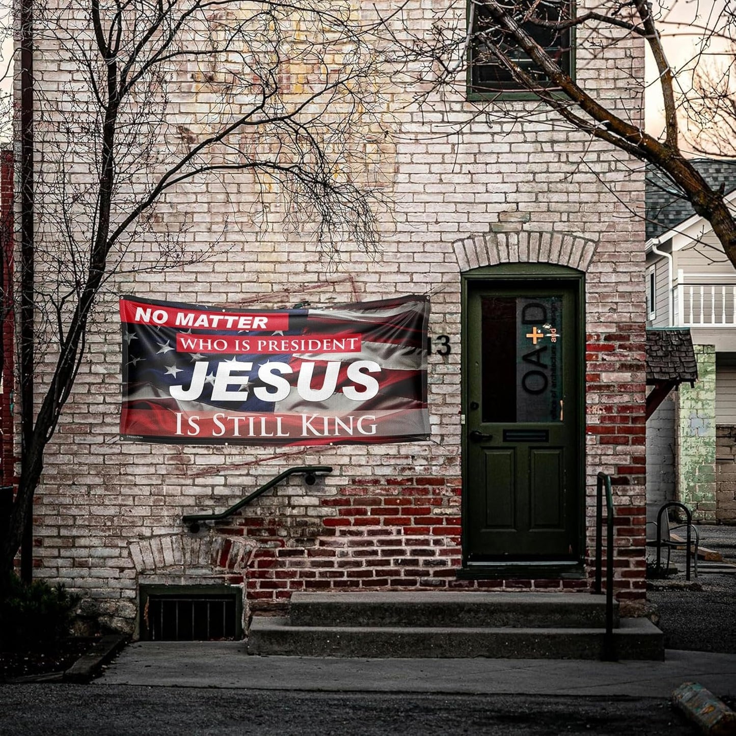No Matter Who Is President Jesus Is King Banner - 3 x 6 Feet