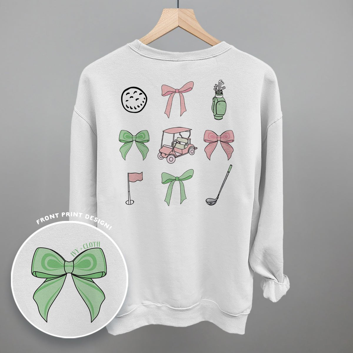 Pink & Green Golf Doodles (Back Print) T-shirt