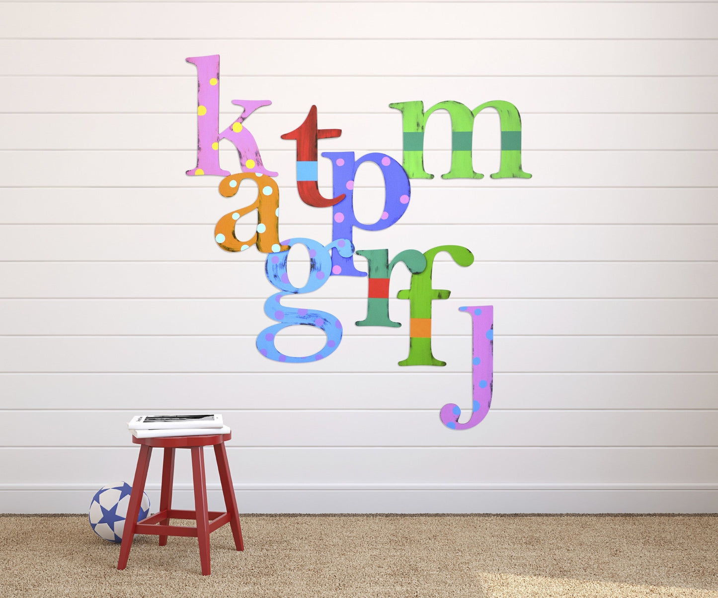 Polka Dot & Stripe Custom Name Wall Decor