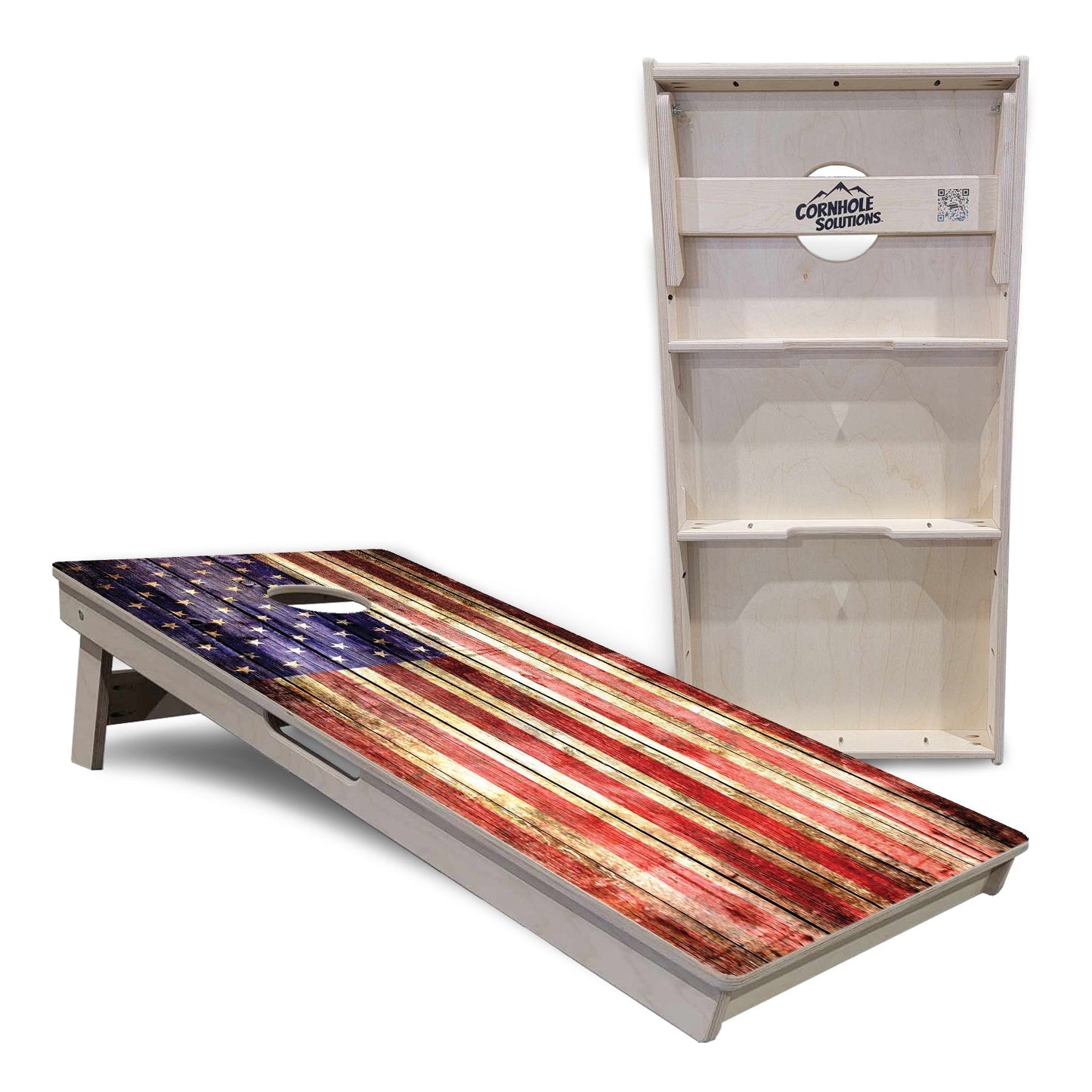 Rustic Wood Flag Cornhole Boards - Professional Tournament Series