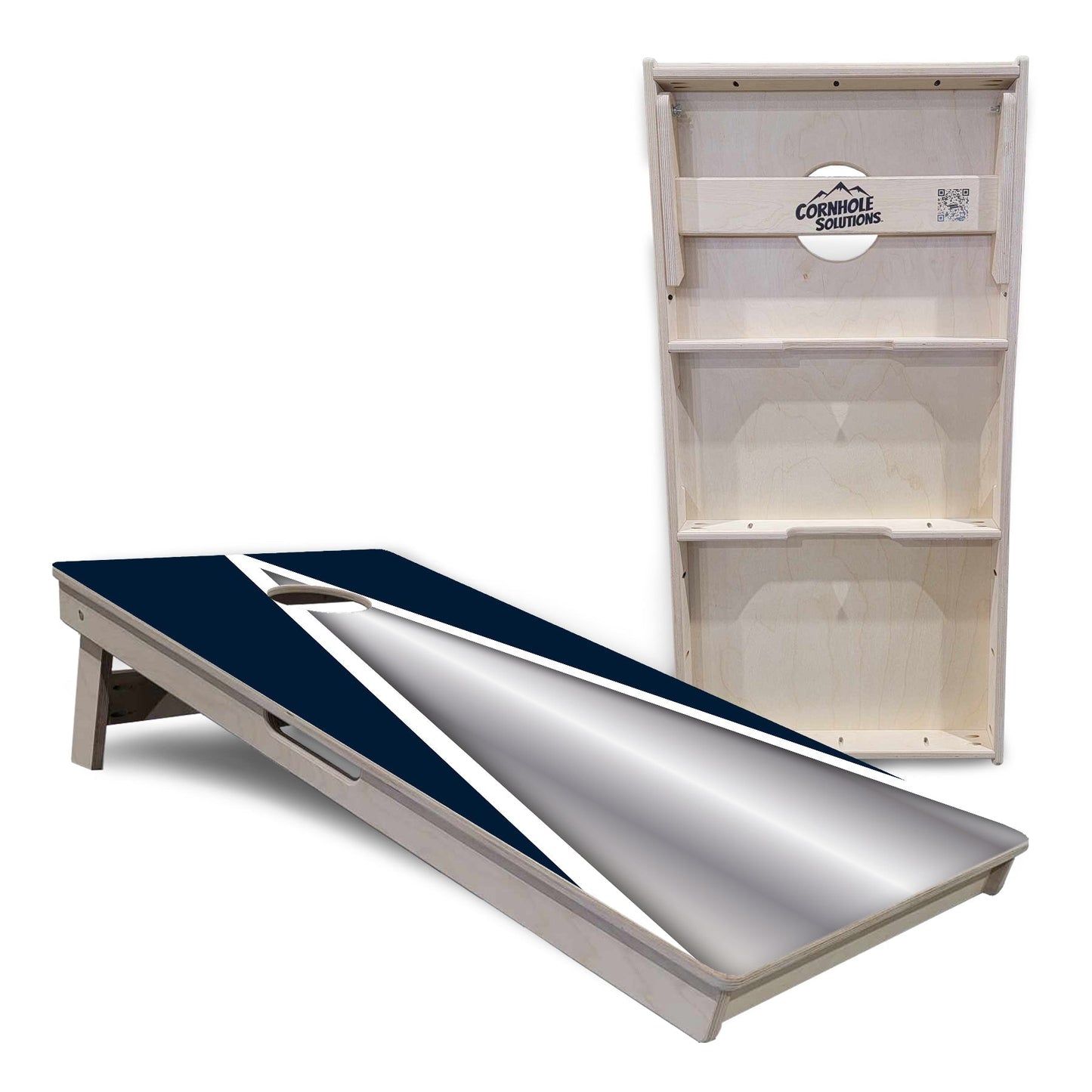 Silver/Blue Triangle Cornhole Boards - Professional Tournament Series