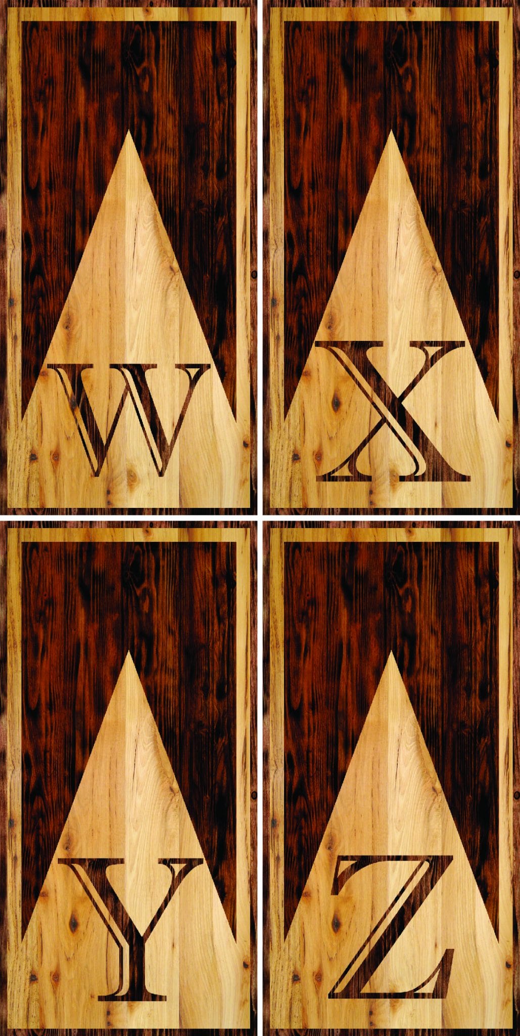Wooden Triangle Letter Cornhole Boards - Professional Tournament Series