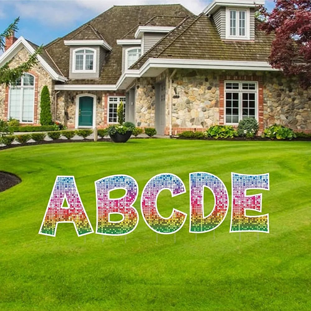 18" Alphabet Yard Card Letters | KG Font | Disco Sparkle | 26 pc Set