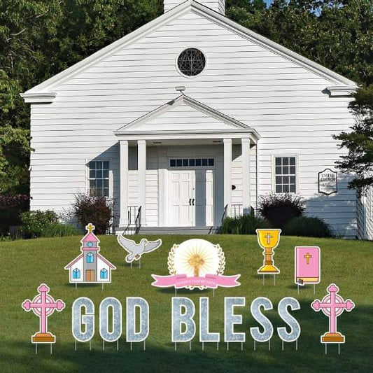 Girls 1st Holy Communion Religious Yard Card Signs 15 pc set