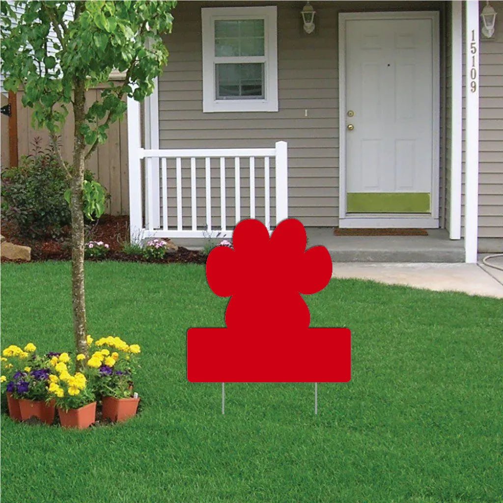 22" Pawprint with Rectangle Corrugated Plastic Yard Sign Blank