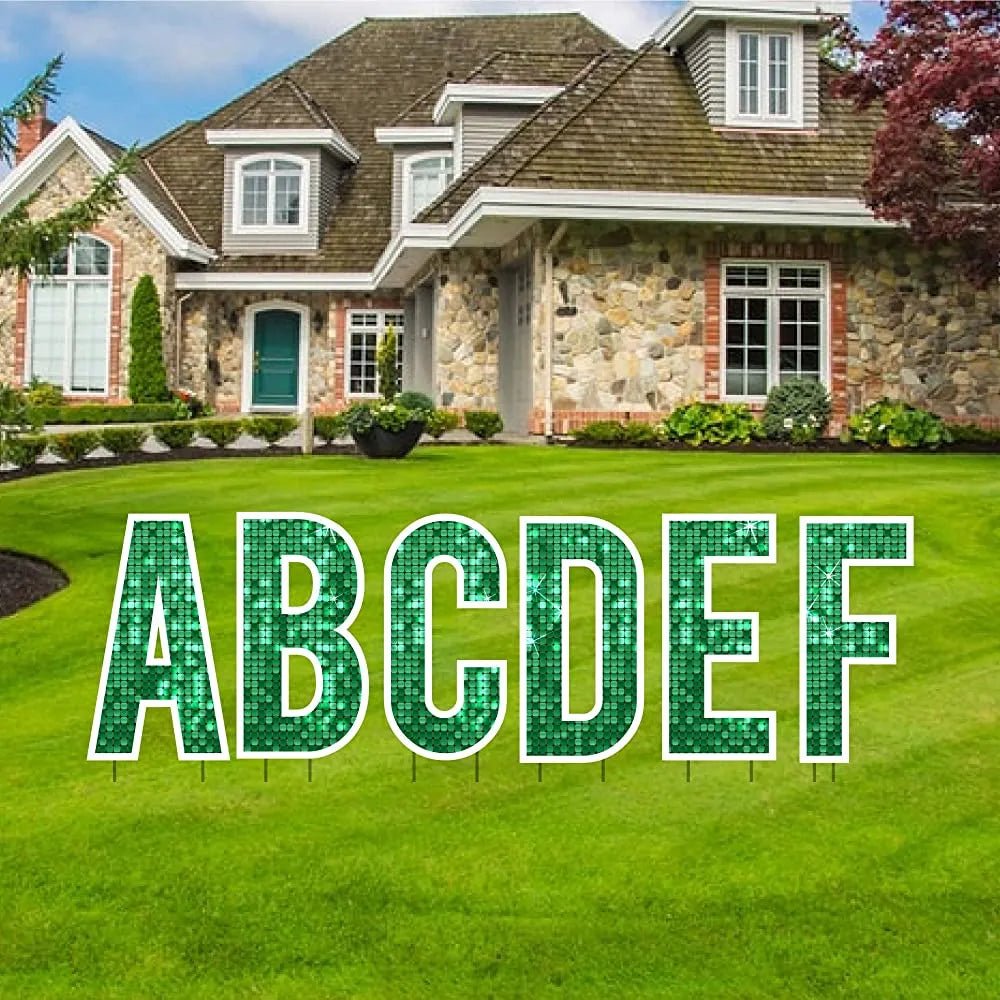 24" Alphabet Yard Card Letters | Bebas Front | Disco Sparkle | 26 pc Set