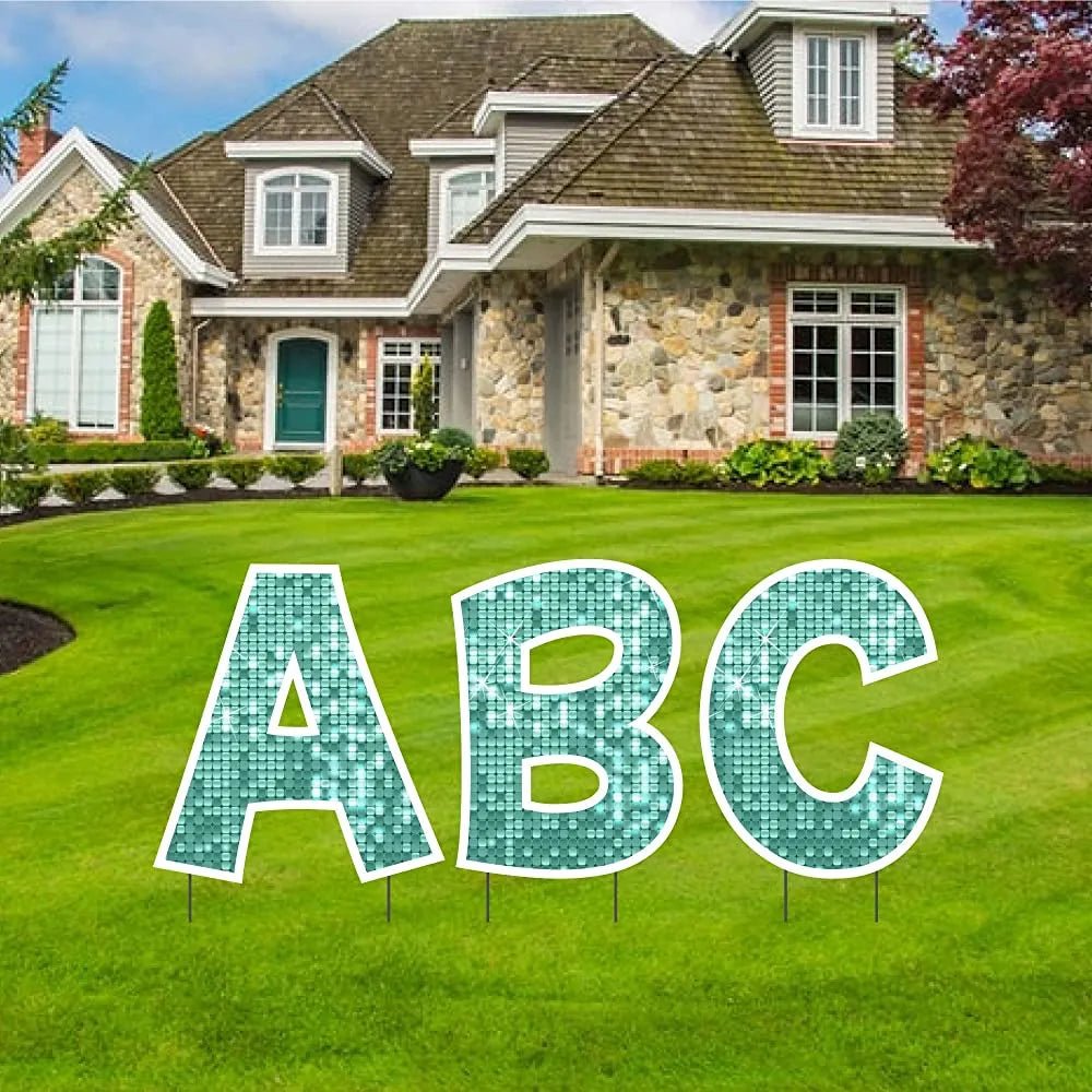 24" Alphabet Yard Card Letters | KG Font | Disco Sparkle | 26 pc Set