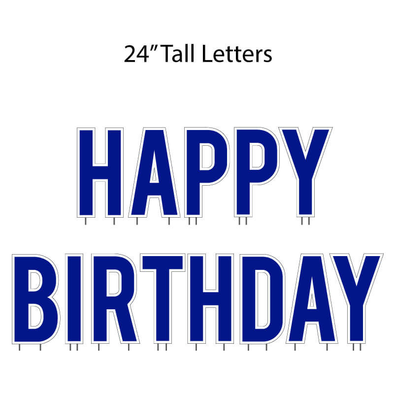 24" Bebas Solid Color Happy Birthday Yard Letters - 13 pc set