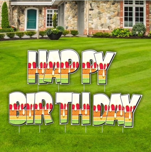 24" Luckiest Guy Happy Birthday Cake Yard Letters Quick Set, 5 pcs