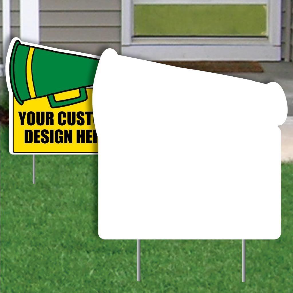 Megaphone with Rectangle 4 mil Corrugated Plastic Yard Sign Blank