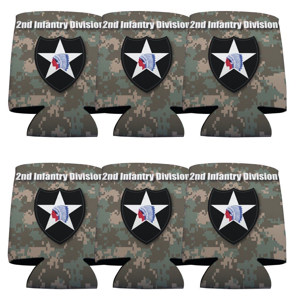 Military 2nd Infantry Division Can Cooler Set of 6 - 6 Designs - FREE SHIPPING