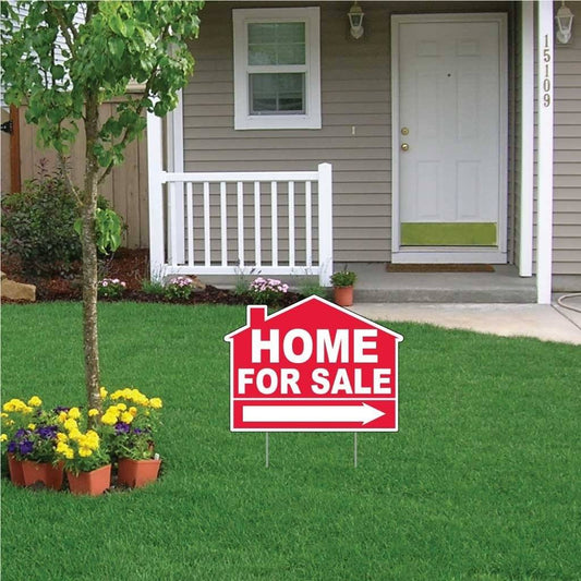 Home for Sale House Shaped Yard Sign - with EZ Stakes