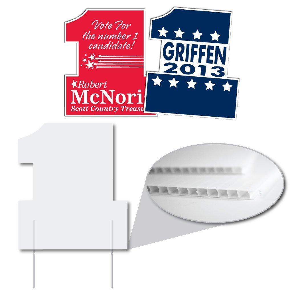 Number One Shaped Yard Sign - 22x22" Corrugated Plastic