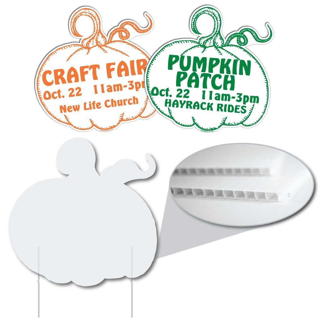 Pumpkin Shaped Yard Sign - 22x22" - Corrugated Plastic