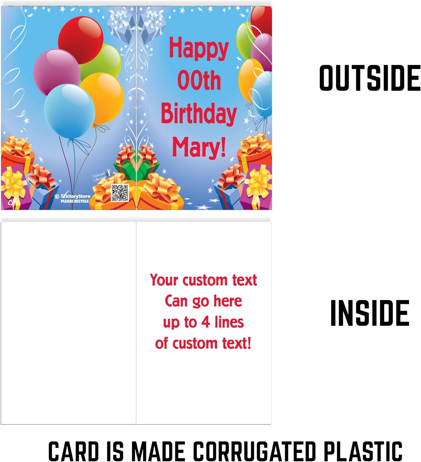 3' Custom Giant Birthday Presents & Balloons Greeting Card