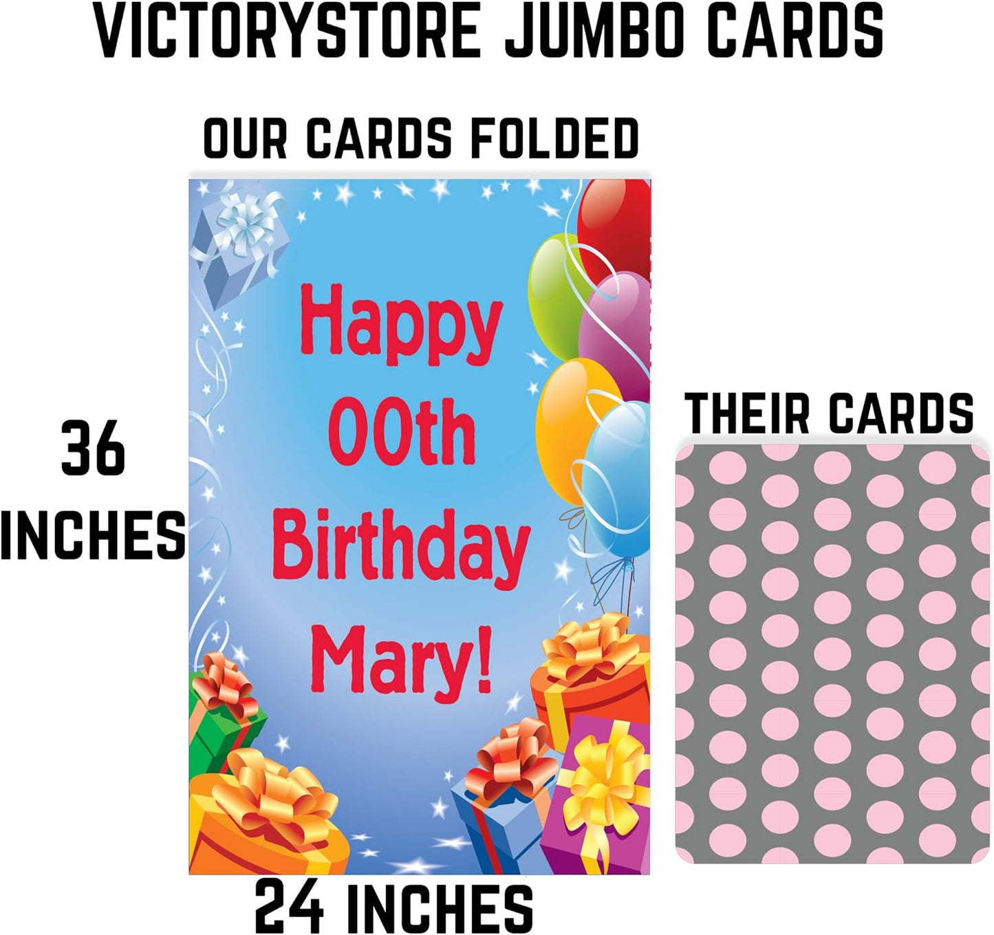 3' Custom Giant Birthday Presents & Balloons Greeting Card