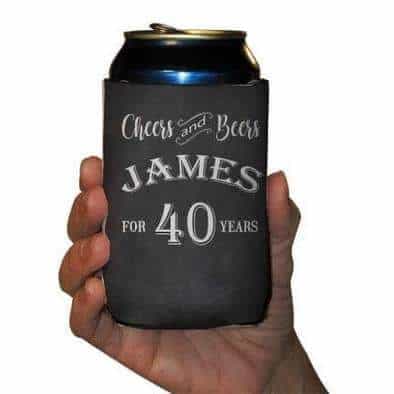 Custom Cheers and Beers Birthday Can Coolers - Main Image