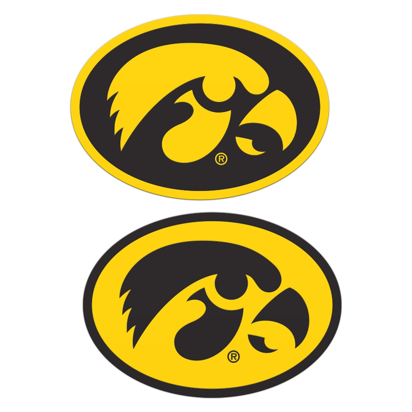 7.5" Iowa Hawkeye Tigerhawk Oval Car Magnet, Set of 2