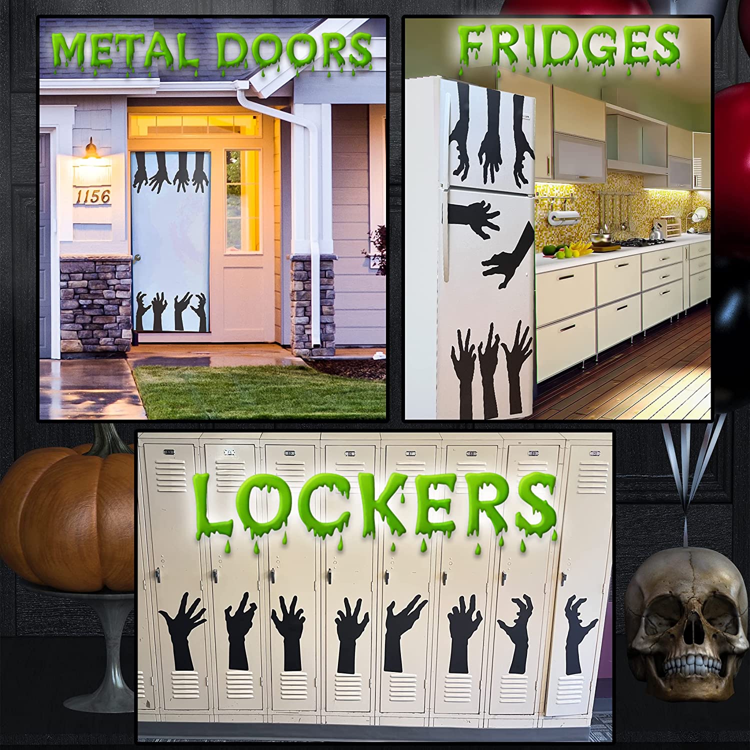 8 Piece Halloween Zombie Garage Door Magnets, Halloween Magnets