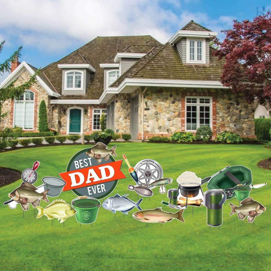 fishing dad yard card