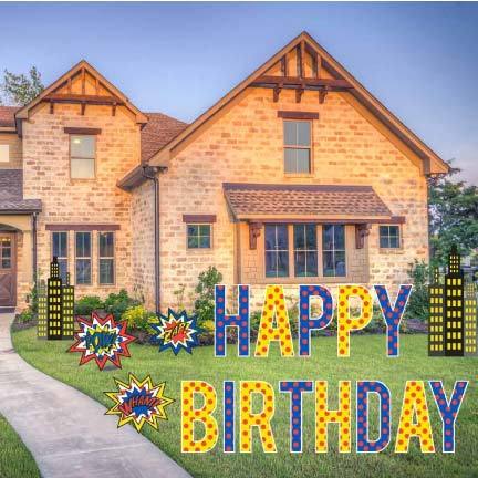 Superhero Happy Birthday Letters Yard Decorations - FREE SHIPPING