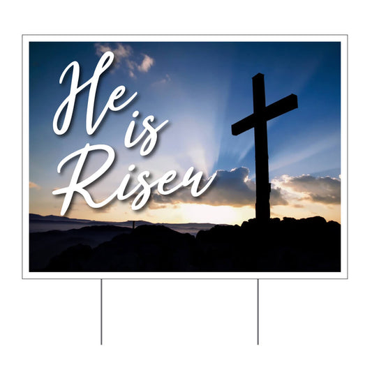 he is risen religious church sign