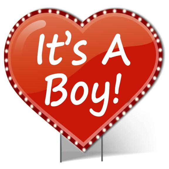 Giant 'It's A Boy' Lighted Heart Yard Sign