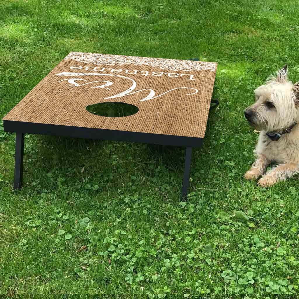 Custom Wedding Bag Toss Wedding Party Game - Vintage Burlap Rustic Design