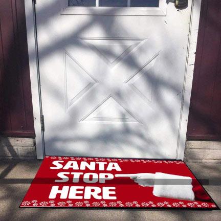Santa Stop Here Christmas Door Mat