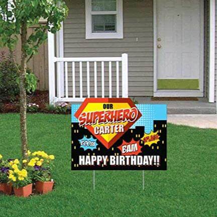 Custom Superhero Birthday Party Yard Sign - FREE SHIPPING