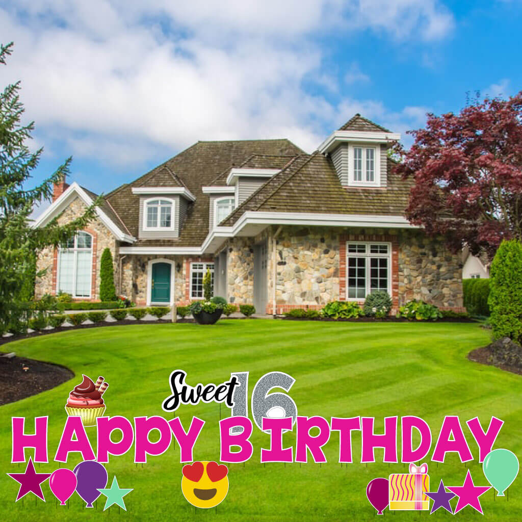Sweet Sixteen Happy Birthday Yard Letter Display