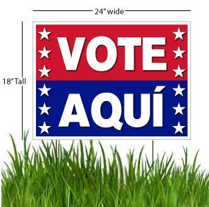 Vote Aquí 18"x24" Yard Sign Set of 2