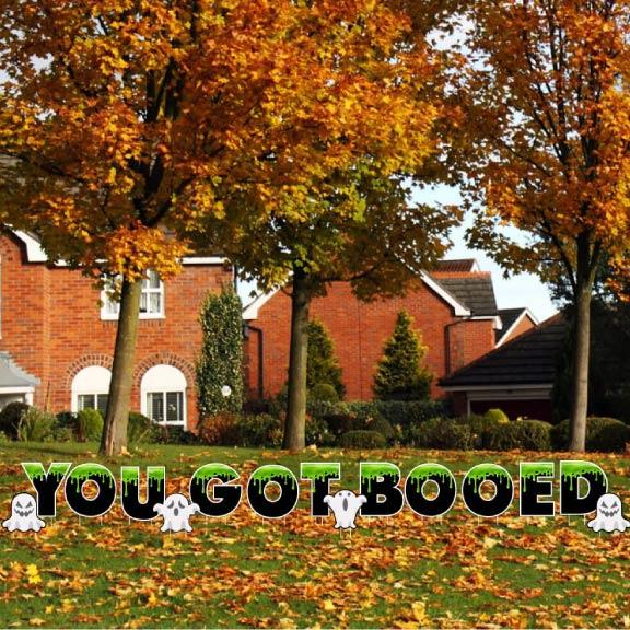 you got booed yard card decoration