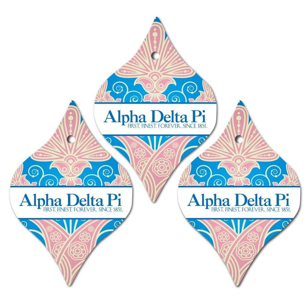 Alpha Delta Pi Ornament - Set of 3 Tapered Shapes - FREE SHIPPING