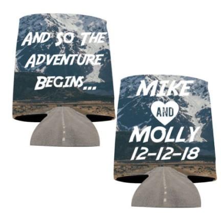 Custom Wedding Can Cooler- So the Adventure Begins